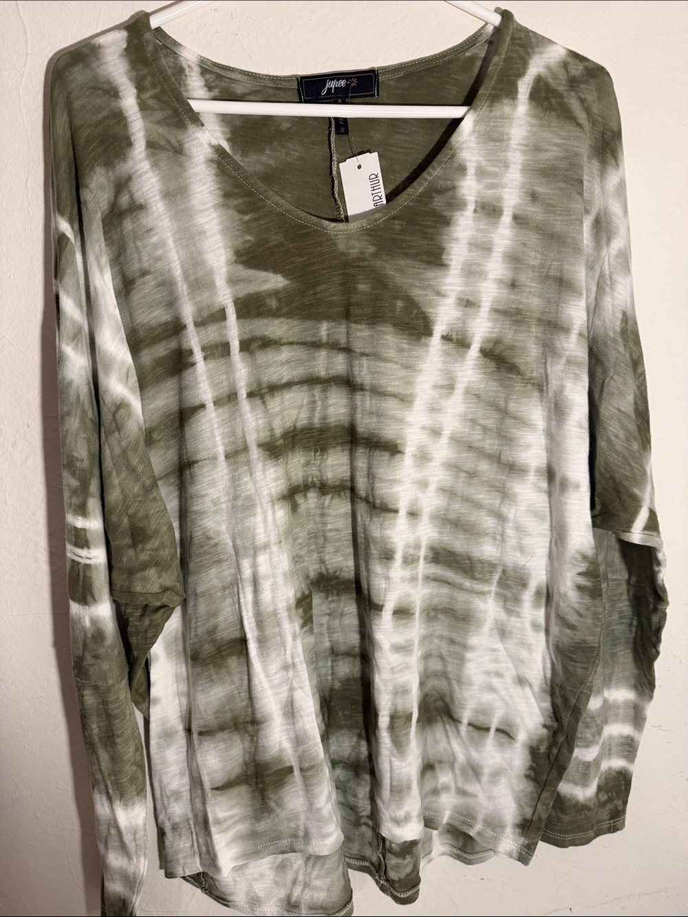 Joie Olive & White Tie-Dye Long Sleeve Top